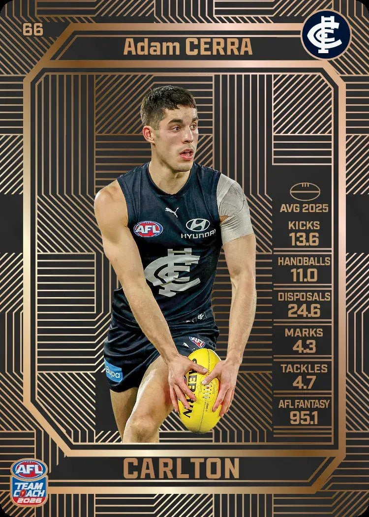 Adam Cerra, #66, Bronze, 2026 Teamcoach AFL