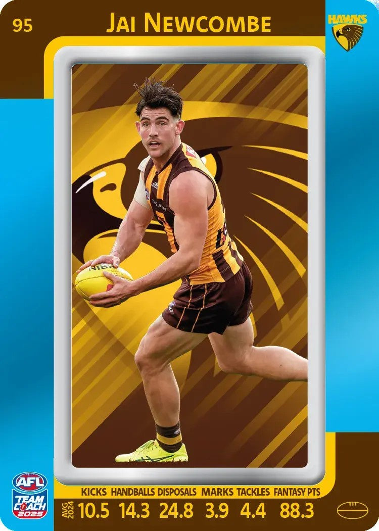 Jai Newcombe, #95, Blue Parallel, 2025 Teamcoach AFL