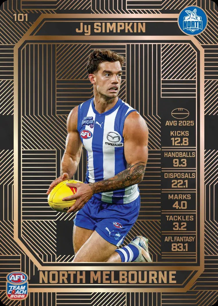 Jy Simpkin, #101, Bronze, 2026 Teamcoach AFL