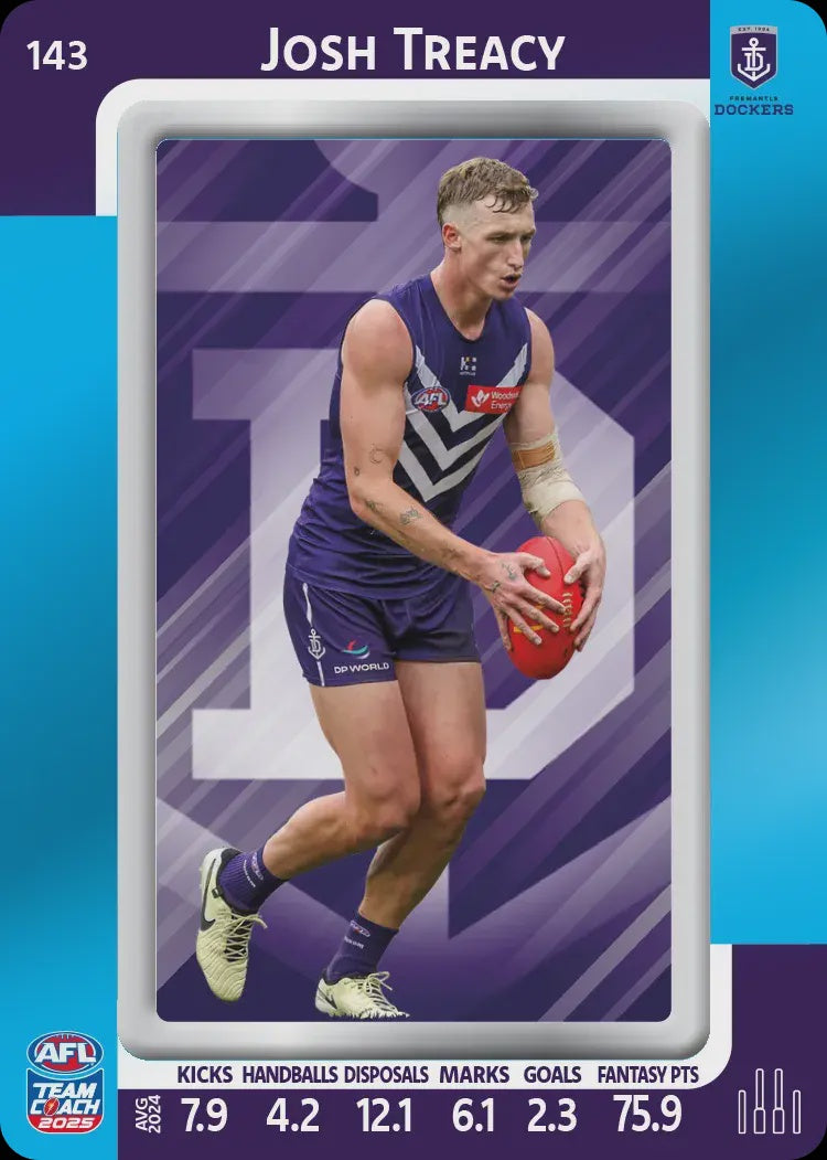 Josh Treacy, #143, Blue Parallel, 2025 Teamcoach AFL