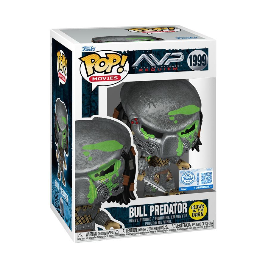 Alien Vs Predator: Requiem – Bull Predator (Battle Damaged) US Exclusive Glow Pop! Vinyl [RS]