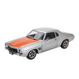 Silver w/Orange Stripe Holden HQ GTS Monaro, 1:24 Scale Diecast