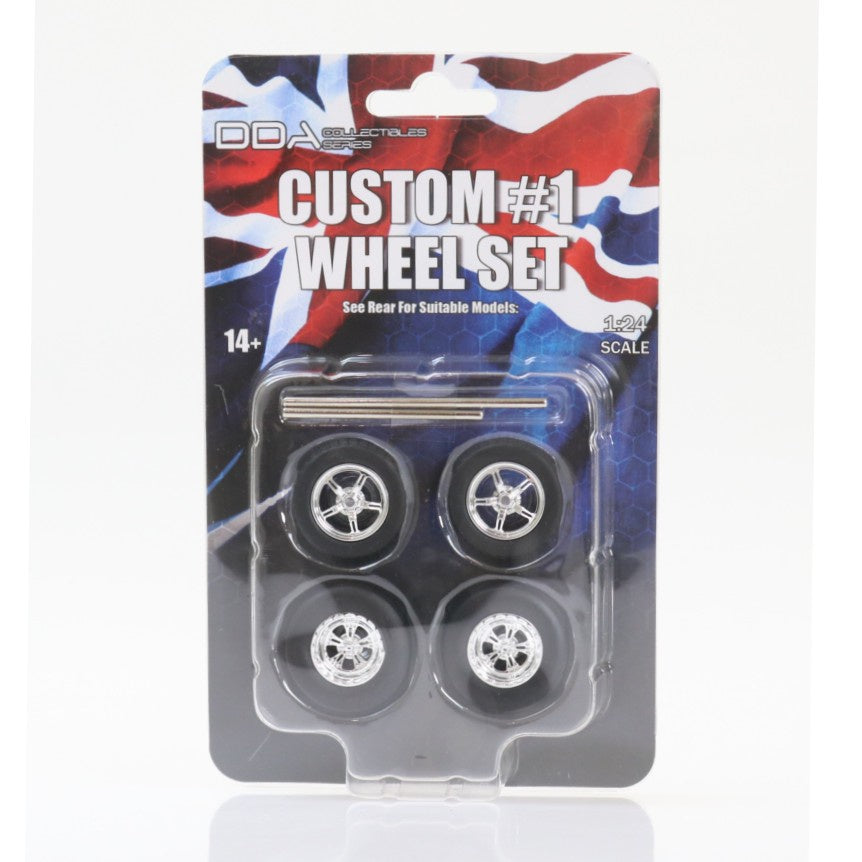 Set of 4 x Custom #1 Wheels w/Tyres & Axles,1:24 Scale