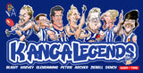 North Melbourne Kangas Player Legends Caricature Stubby Holders. Art by HarvTime.
