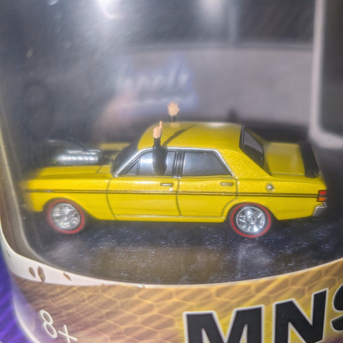 Oz Wheels Monster Ford XY Falcon Skid in Cylinder, 1:64 Scale Diecast