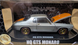 CHASE VERSION: Silver w/Orange Stripe Holden HQ GTS Monaro, 1:24 Scale Diecast