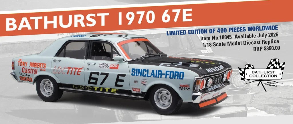 Classic Carlectables Ford XW Falcon GT-HO Phase II Bathurst 1970 67E - Tony Roberts, 1:18 Scale Diecast Model Car