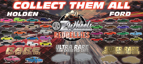 Oz Wheels Holden/Ford Red Bellies Clutch 1 - (36-Pack) Box, 1:64 Scale Cars