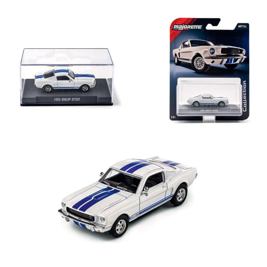 1965 Shelby Mustang GT350 - White w/Blue Stripes - Majorette: Collection, 1:64 Scale Diecast Car