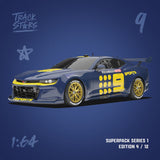 TrackStars #9 Chevrolet Camaro ZL1 Supercar - 1982 Flying Camaro Tribute Livery - Star Car, 1:64 Scale Diecast Car