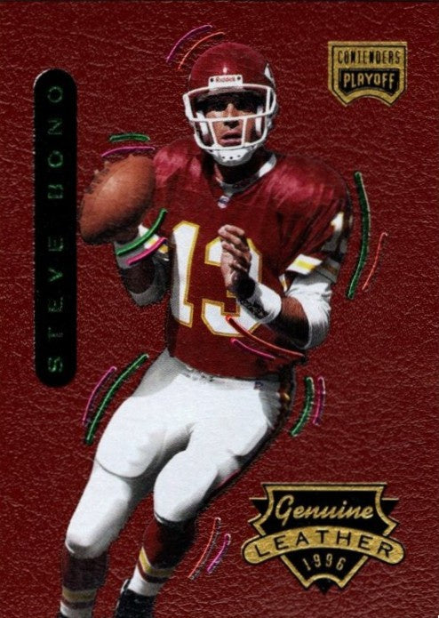 Steve Bono, #60, Genuine Leather, 1996 Playoff Contenders Football NFL