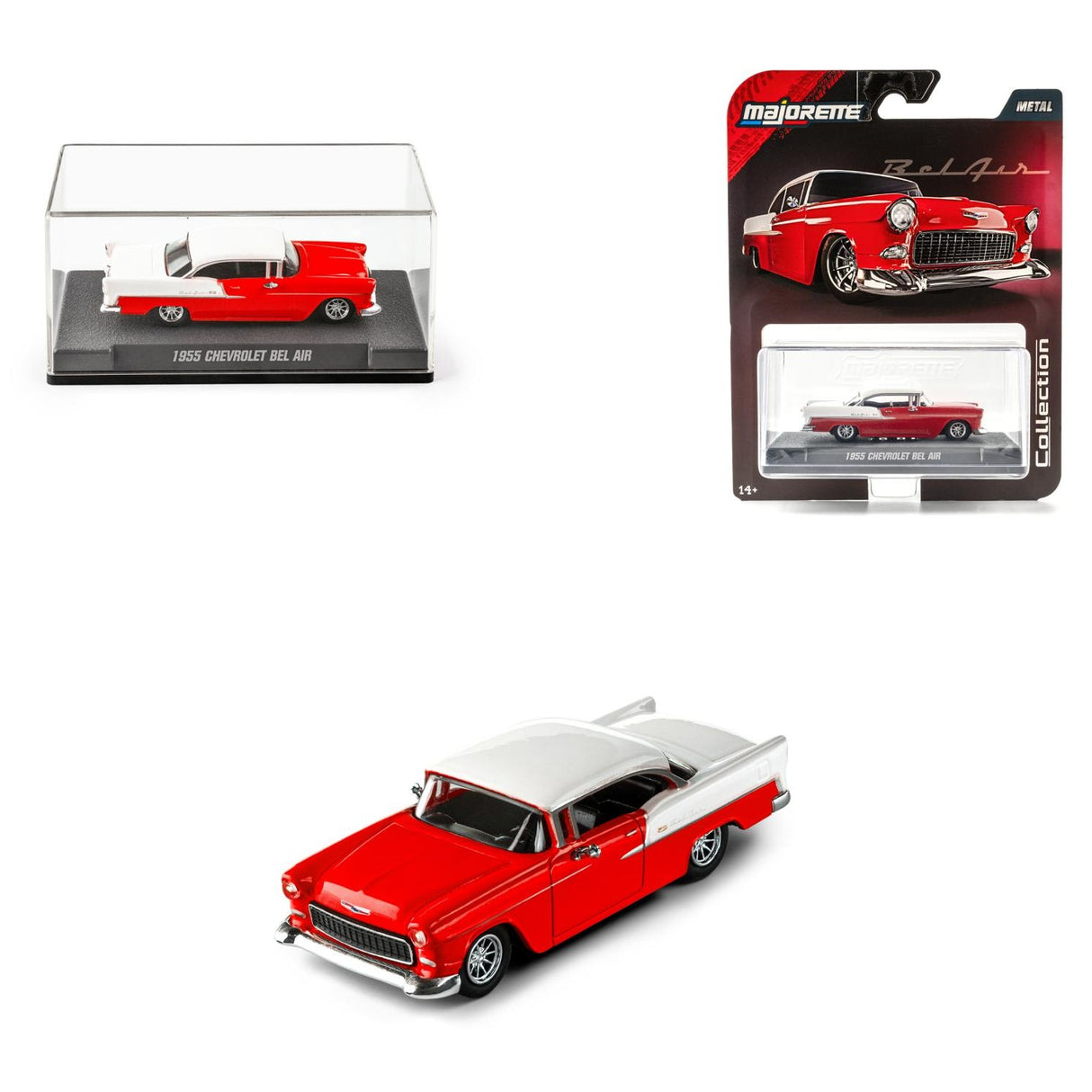 1955 Chevrolet Bel Air - Red/White - Majorette: Collection Deluxe, 1:64 Scale Diecast Car