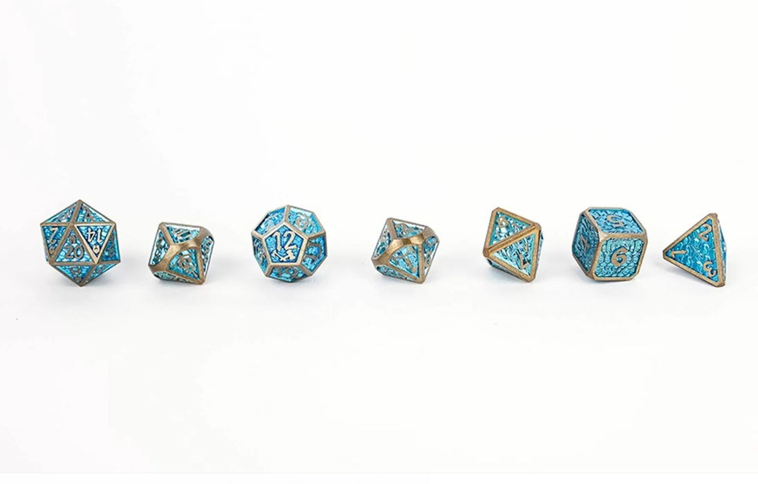 LPG Dice RPG Set Draco Bright Blue/Brass