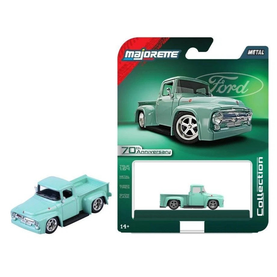 1956 Ford F-100, Teal Blue, 70th Anniversary - Majorette: Collection Deluxe, 1:64 Scale Diecast Car