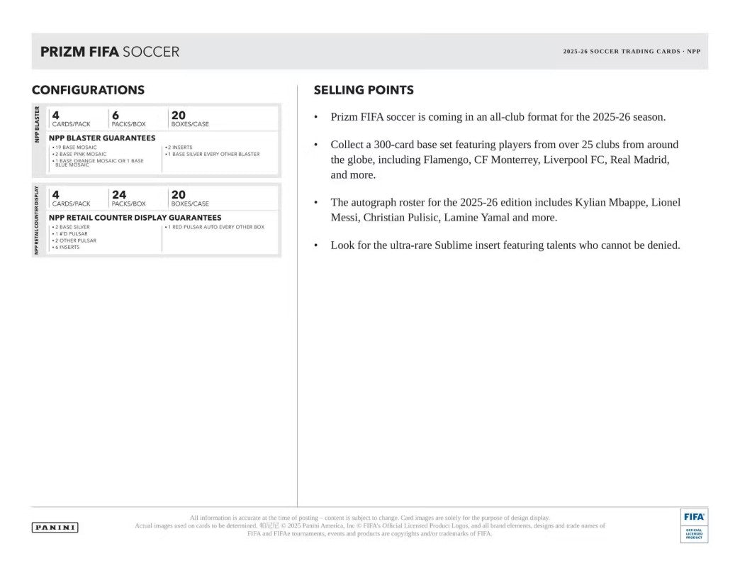 2025-26 Panini Prizm FIFA Soccer 24-Pack Retail Box