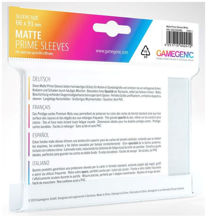 Gamegenic Matte Prime Card Sleeves White (66mm x 91mm) (100 Sleeves Per Pack)