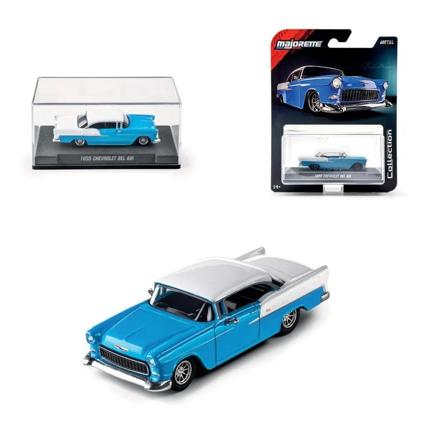 1955 Chevrolet Bel Air - Blue/White - Majorette: Collection Deluxe, 1:64 Scale Diecast Car
