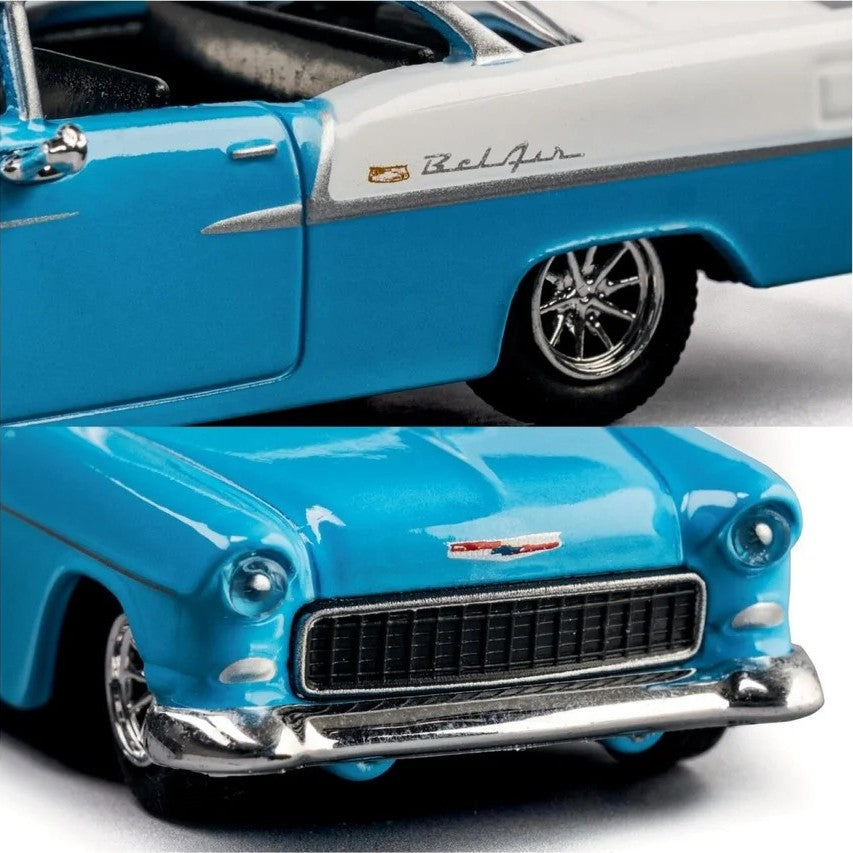 1955 Chevrolet Bel Air - Blue/White - Majorette: Collection Deluxe, 1:64 Scale Diecast Car