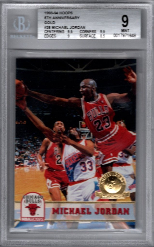 Michael Jordan, #28, 5th Anniversary Gold, 1993-94 Hoops Basketball NBA, BGS 9