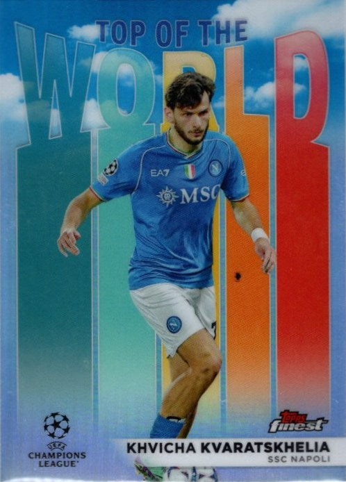 Khvicha Kvaratskhelia, Top of the World, 2023-24 Topps Finest UEFA Champions League Soccer