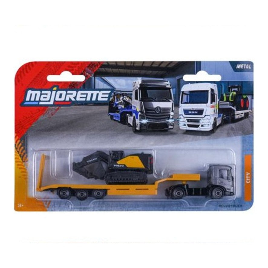 Majorette Transporter - Volvo Truck with Digger, 1:87 Scale Diecast Truck