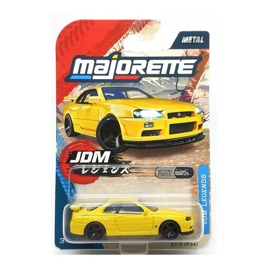 Nissan R34 Skyline GT-R - Yellow - Majorette: JDM Legends, 1:64 Scale Diecast Car