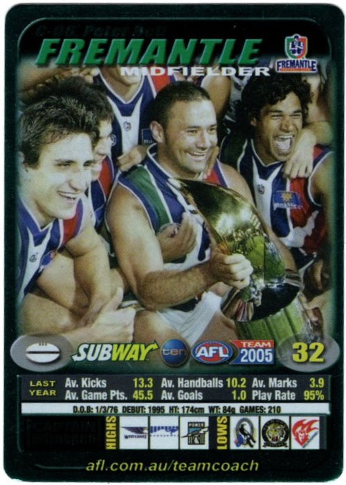 Peter Bell, Subway card, 2005 Teamcoach AFL