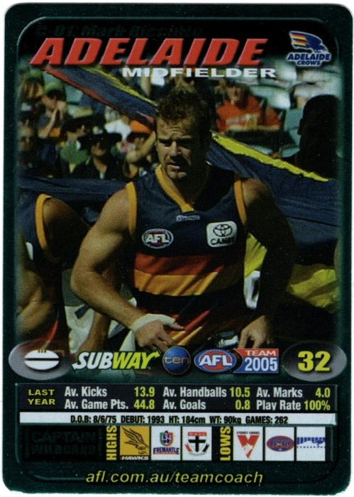 Mark Ricciuto, Subway card, 2005 Teamcoach AFL