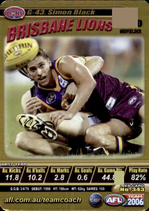Simon Black, Gold, 2006 Teamcoach AFL