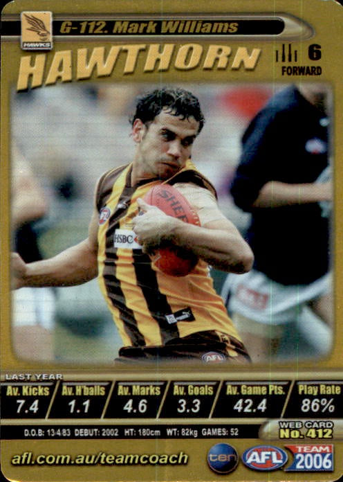 Mark Williams, Gold, 2006 Teamcoach AFL