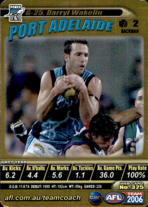 Darryl Wakelin, Gold, 2006 Teamcoach AFL