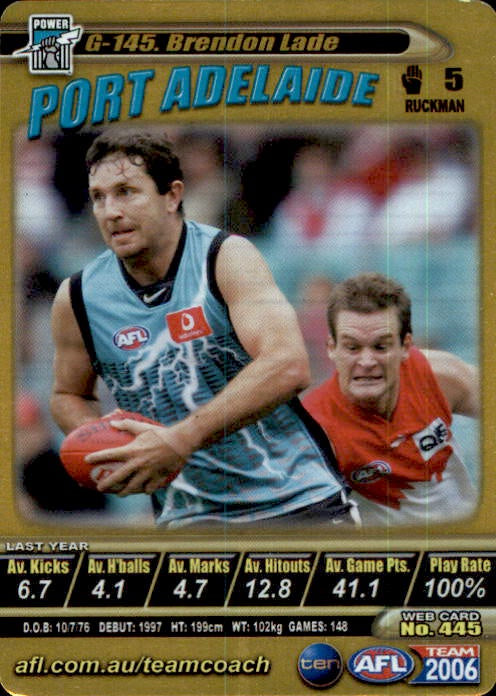 Brendon Lade, Gold, 2006 Teamcoach AFL