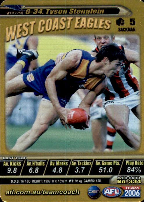 Tyson Stenglein, Gold, 2006 Teamcoach AFL