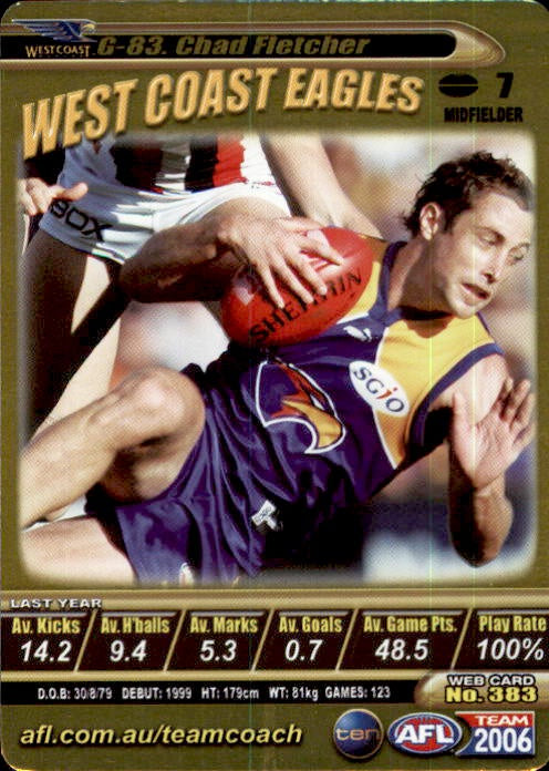 Chad Fletcher, Gold, 2006 Teamcoach AFL