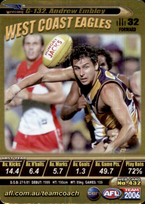 Andrew Embley, Gold, 2006 Teamcoach AFL