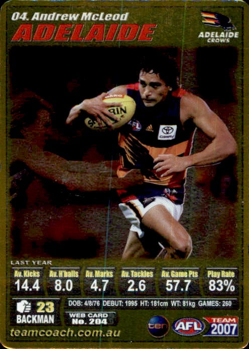 Andrew McLeod, Gold, 2007 Teamcoach AFL