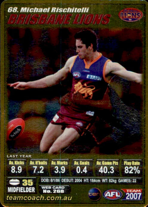 Michael Rischitelli, Gold, 2007 Teamcoach AFL