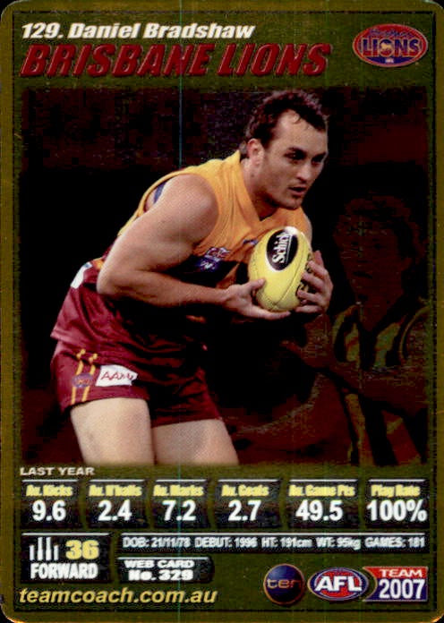Daniel Bradshaw, Gold, 2007 Teamcoach AFL