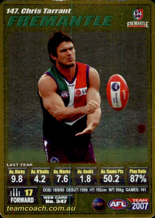 Chris Tarrant, Gold, 2007 Teamcoach AFL