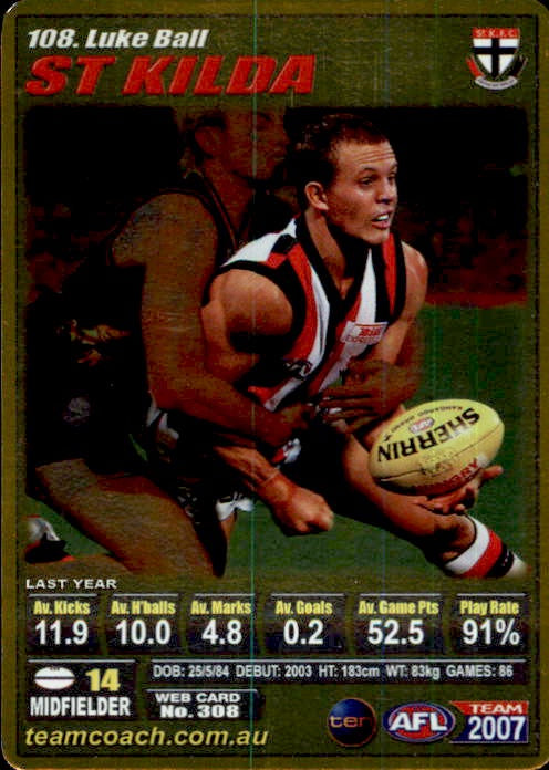 Luke Ball, Gold, 2007 Teamcoach AFL