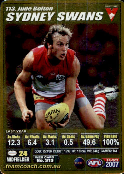 Jude Bolton, Gold, 2007 Teamcoach AFL