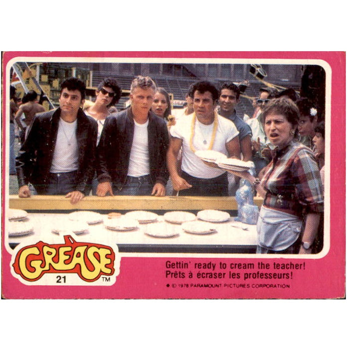 Getting ready to cream the teacher!, #21, 1978 Topps GREASE Collector Cards - French Version