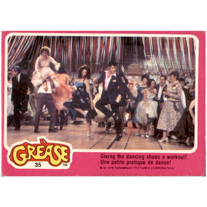Giving the dancing shoes a workout!, #35, 1978 Topps GREASE Collector Cards - French Version