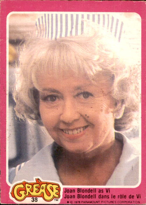 Joan Blondell as Vi, #38, 1978 Topps GREASE Collector Cards - French Version