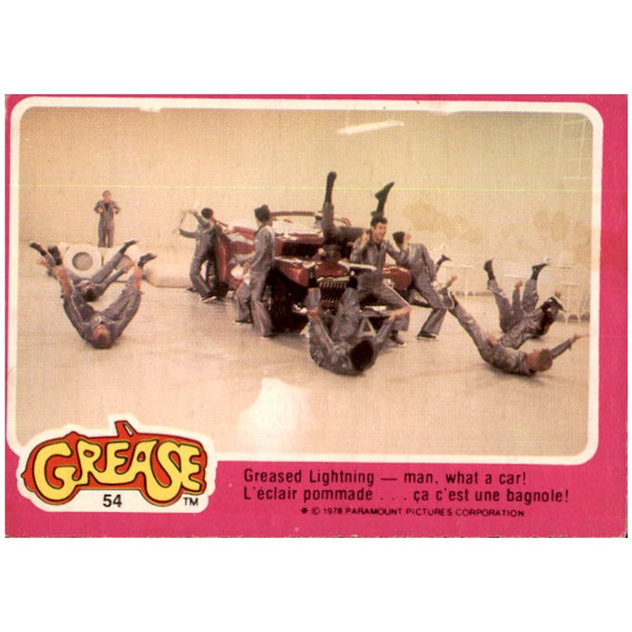 Greased Lightning - man, what a car!, #54, 1978 Topps GREASE Collector Cards - French Version