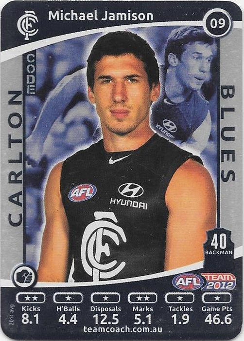 2012 Teamcoach AFL Silver Parallel card - 1 to 200 - Pick Your Card