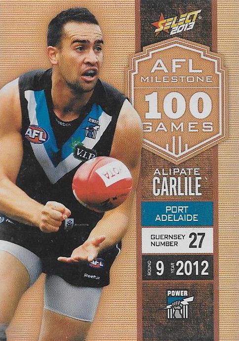 Alipate Carlile, 100 Game Milestone, 2013 Select AFL Champions
