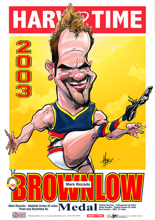 Mark Ricciuto, Brownlow Medallist, Harv Time Poster