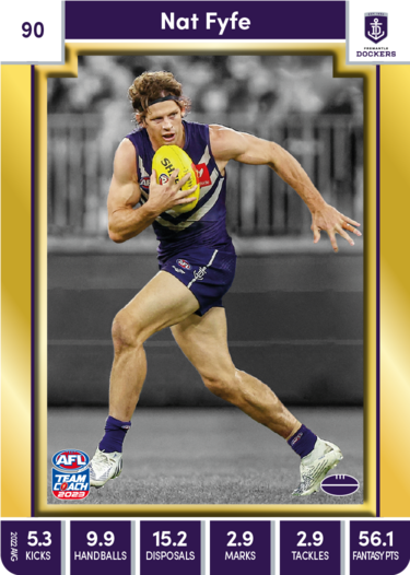 Nat Fyfe, 90, Gold Parallel, 2023 Teamcoach AFL