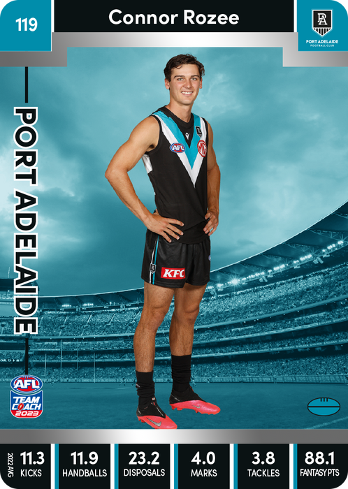 Connor Rozee, 119, Silver Parallel, 2023 Teamcoach AFL